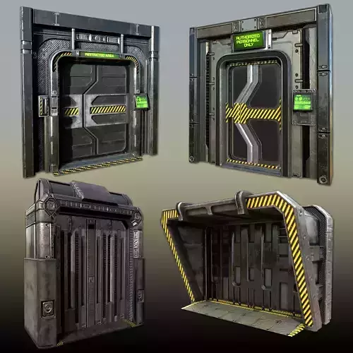 PBR Scif-fi Doorways  Low-poly 3D model