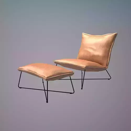 Leather Chair Couch with Otoman 3D model