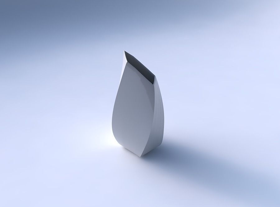 Vase twisted bent quadratic with bands 3D print model_3