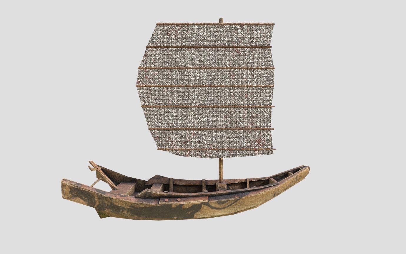 sailboat chinese boat Low-poly 3D model_2