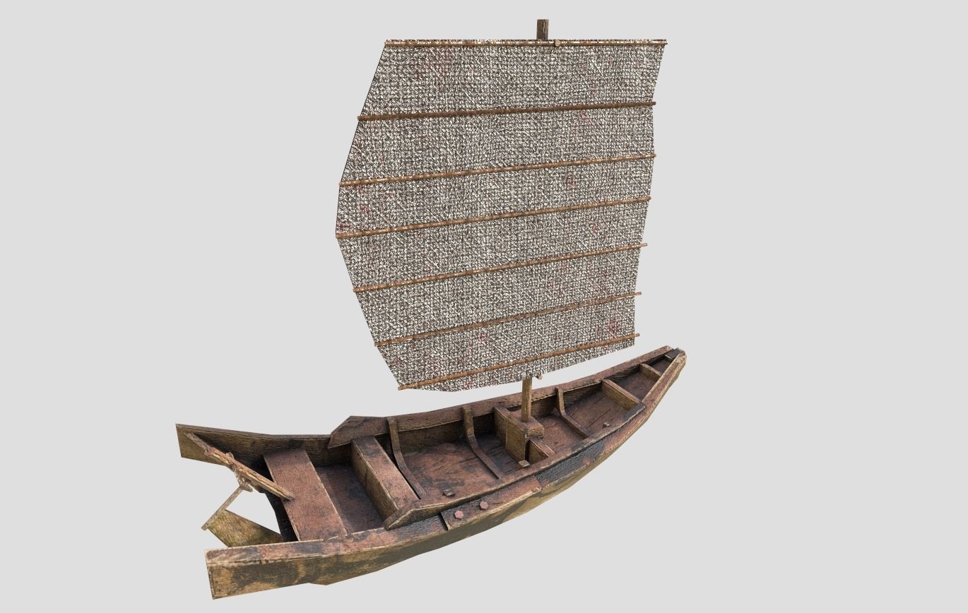 sailboat chinese boat Low-poly 3D model_3