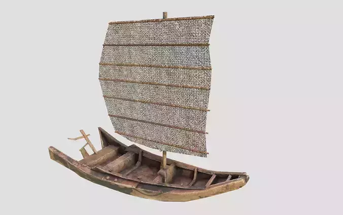 sailboat chinese boat Low-poly 3D model