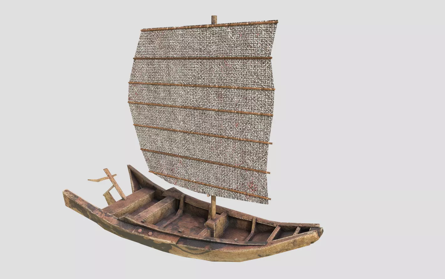 sailboat chinese boat Low-poly 3D model_0