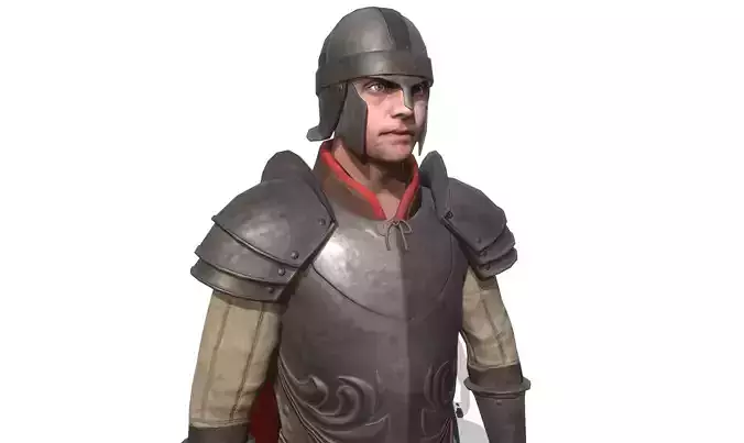 Guard man in armor Low-poly 3D model