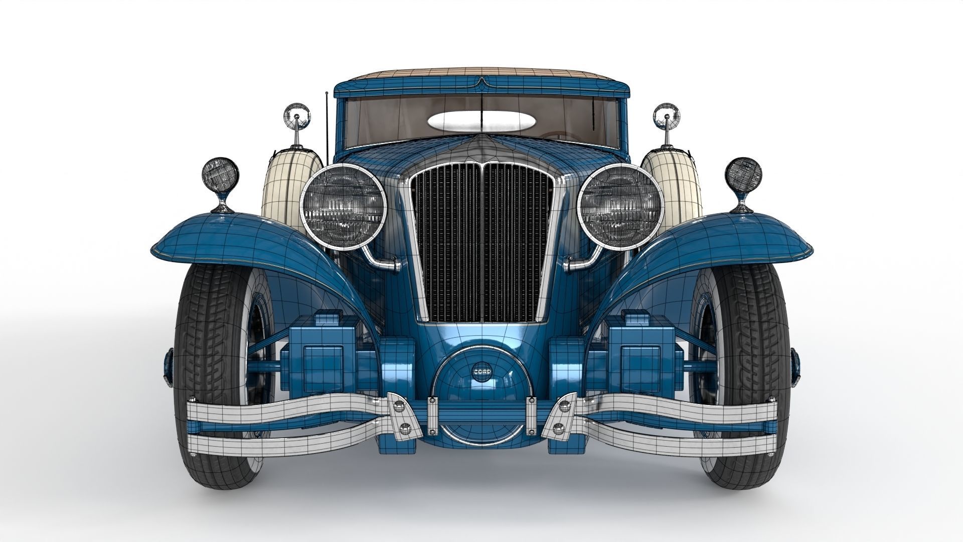 Retro Car 1929 Cord L-29 Low-poly 3D model_17
