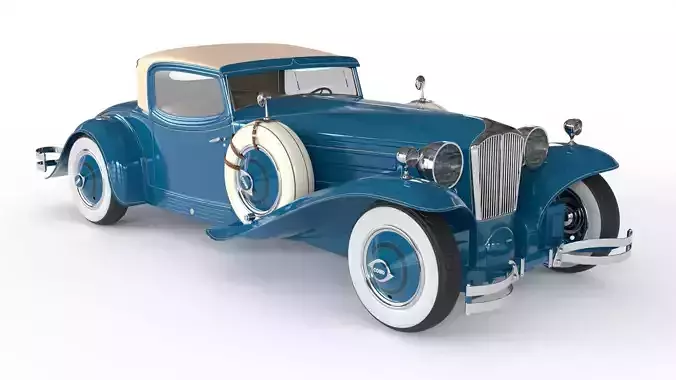 Retro Car 1929 Cord L-29 Low-poly 3D model