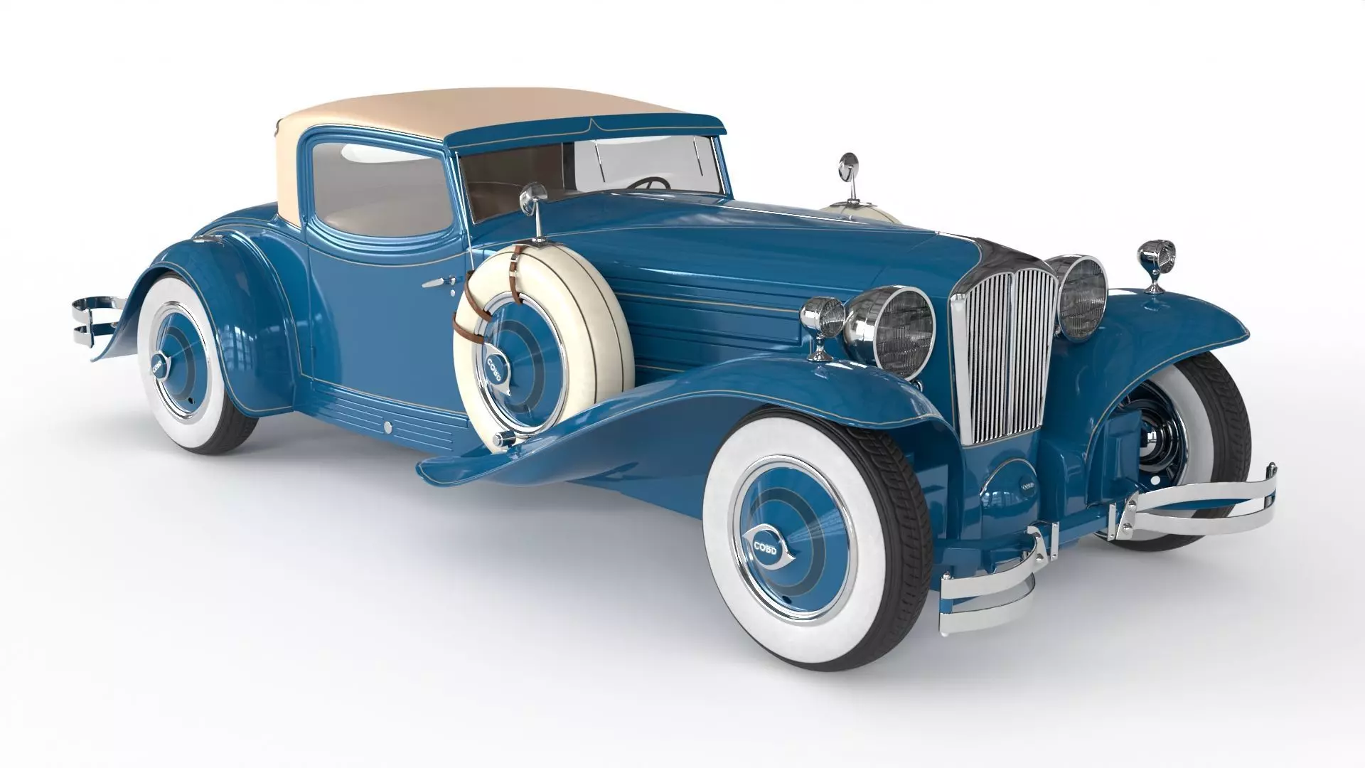 Retro Car 1929 Cord L-29 Low-poly 3D model_0