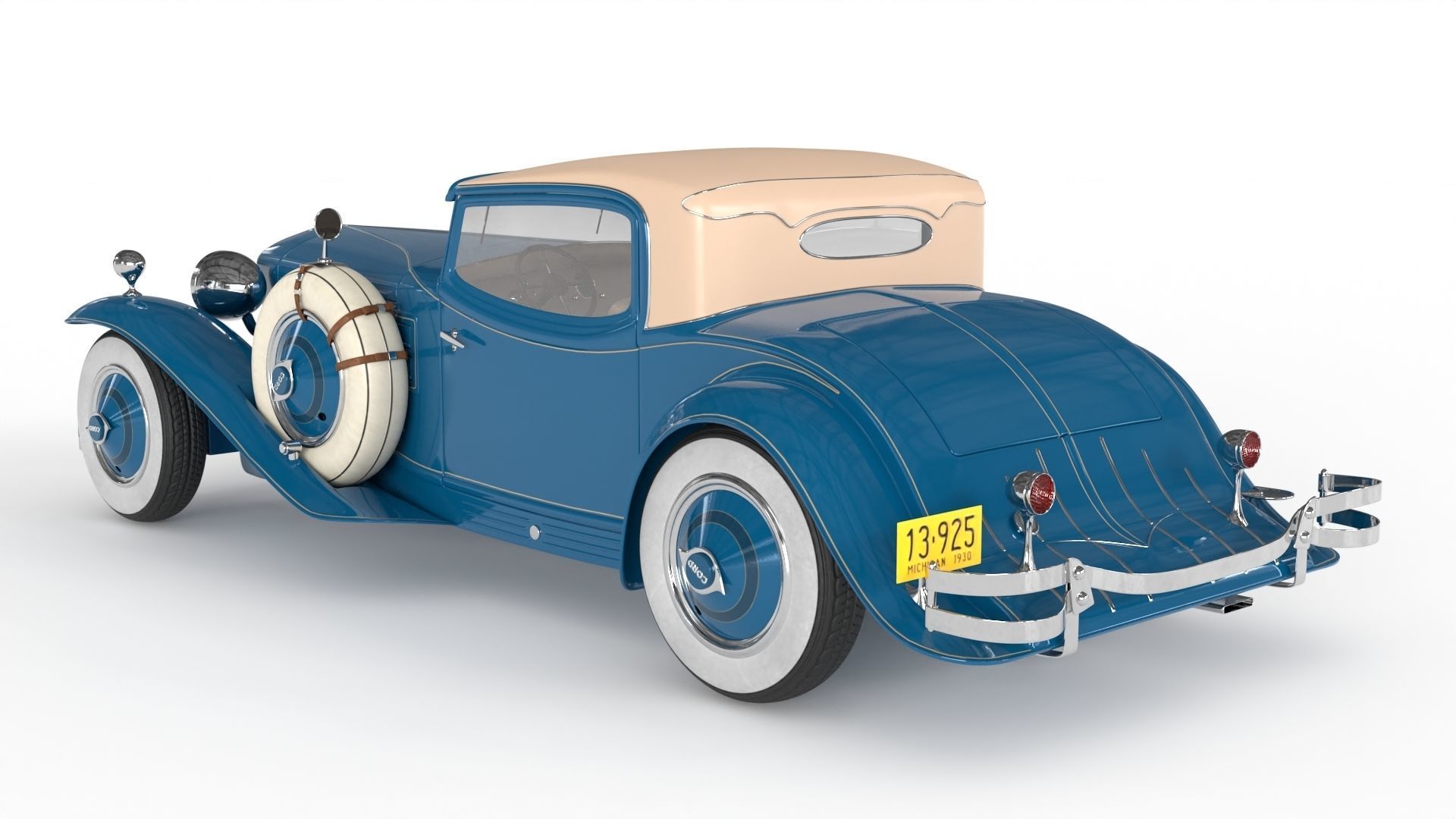 Retro Car 1929 Cord L-29 Low-poly 3D model_1
