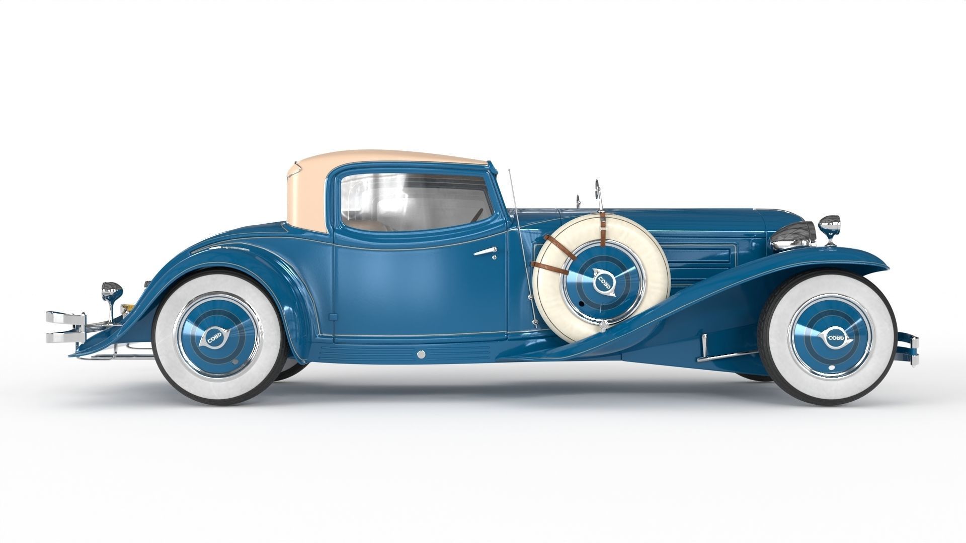 Retro Car 1929 Cord L-29 Low-poly 3D model_6