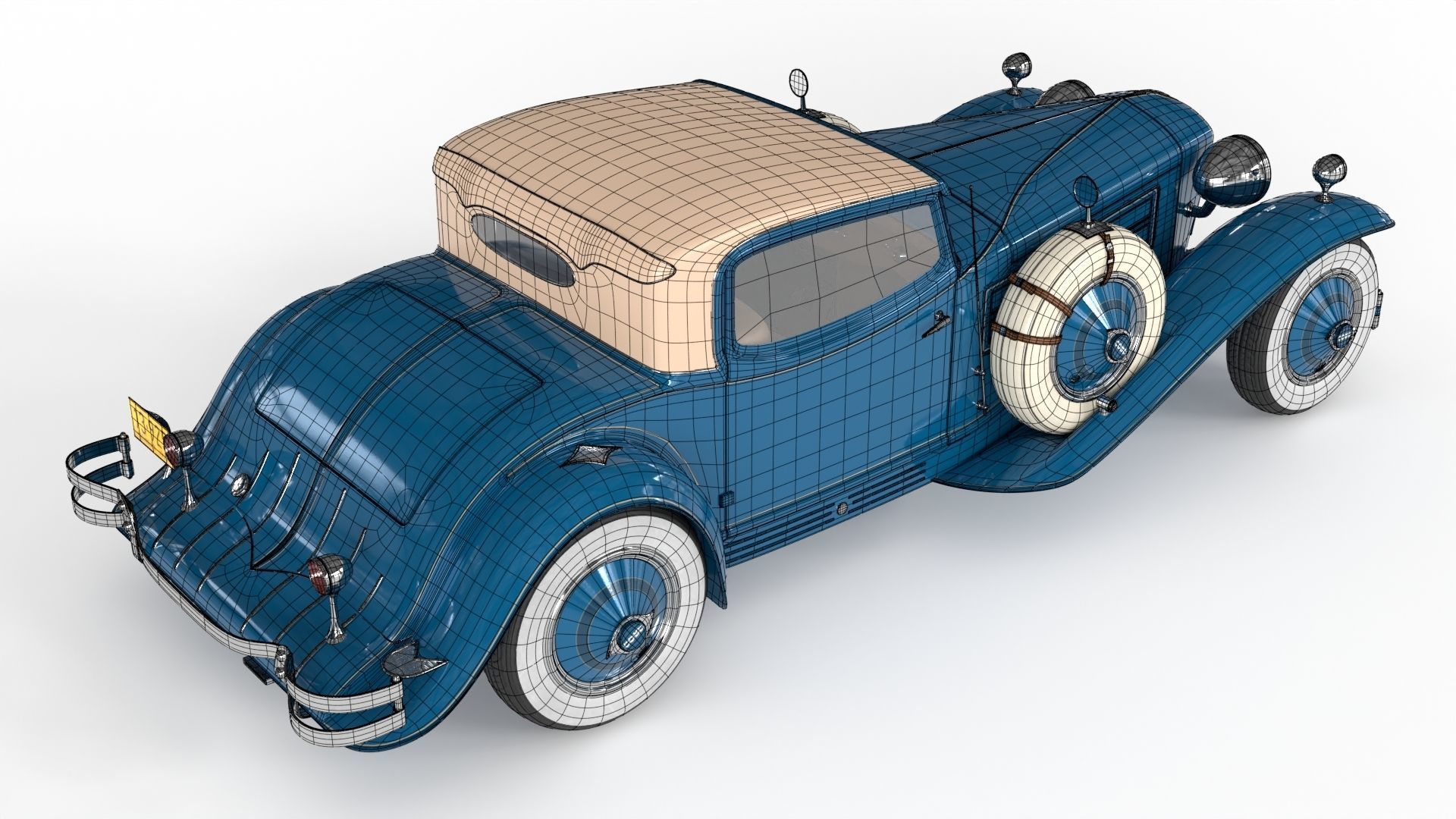 Retro Car 1929 Cord L-29 Low-poly 3D model_13
