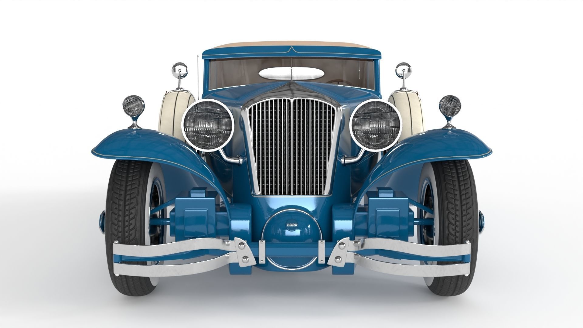 Retro Car 1929 Cord L-29 Low-poly 3D model_7