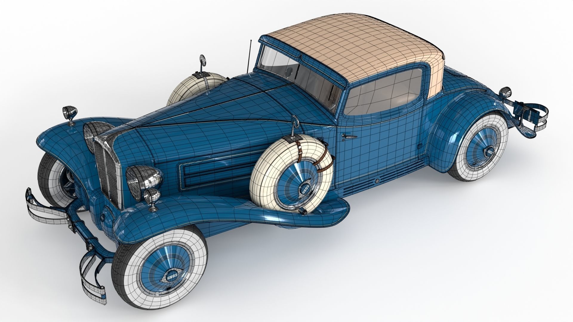Retro Car 1929 Cord L-29 Low-poly 3D model_12
