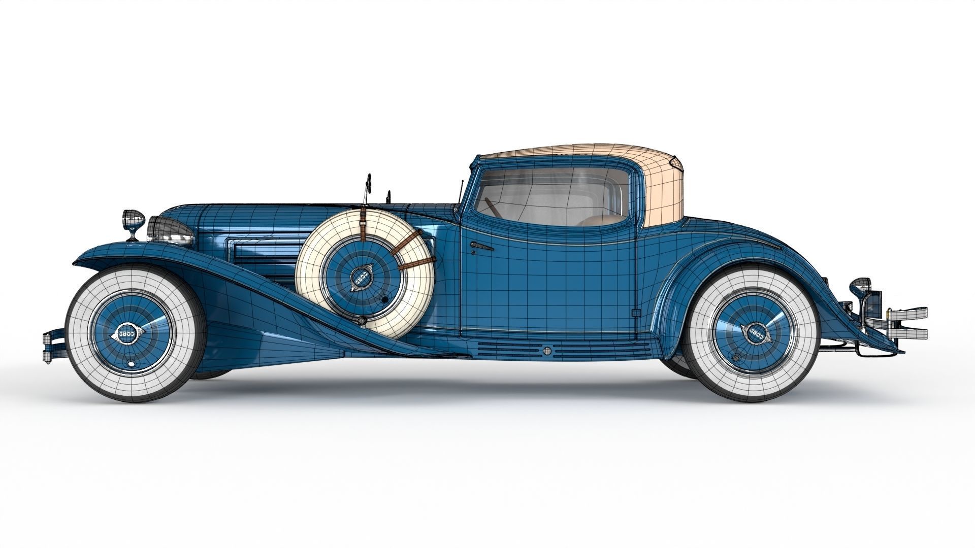 Retro Car 1929 Cord L-29 Low-poly 3D model_15