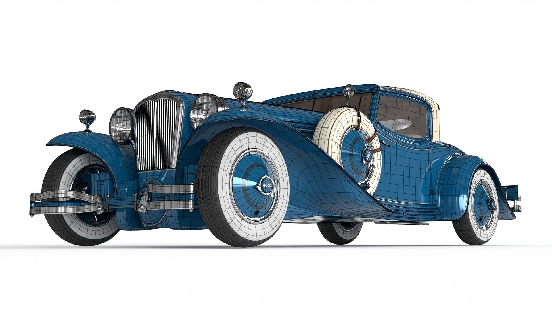 Retro Car 1929 Cord L-29 Low-poly 3D model_19