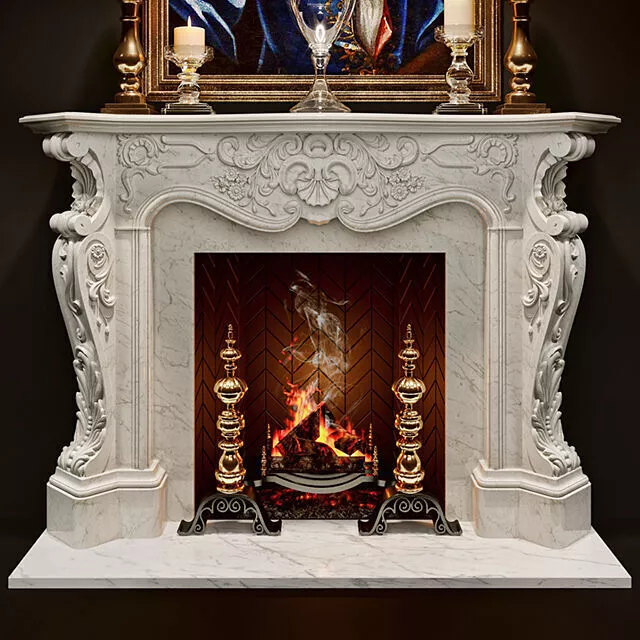 Classic Ornate Fireplace Chimney 3D model