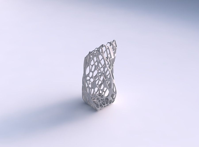 Vase twisted bent quadratic with cracked organic lattice 