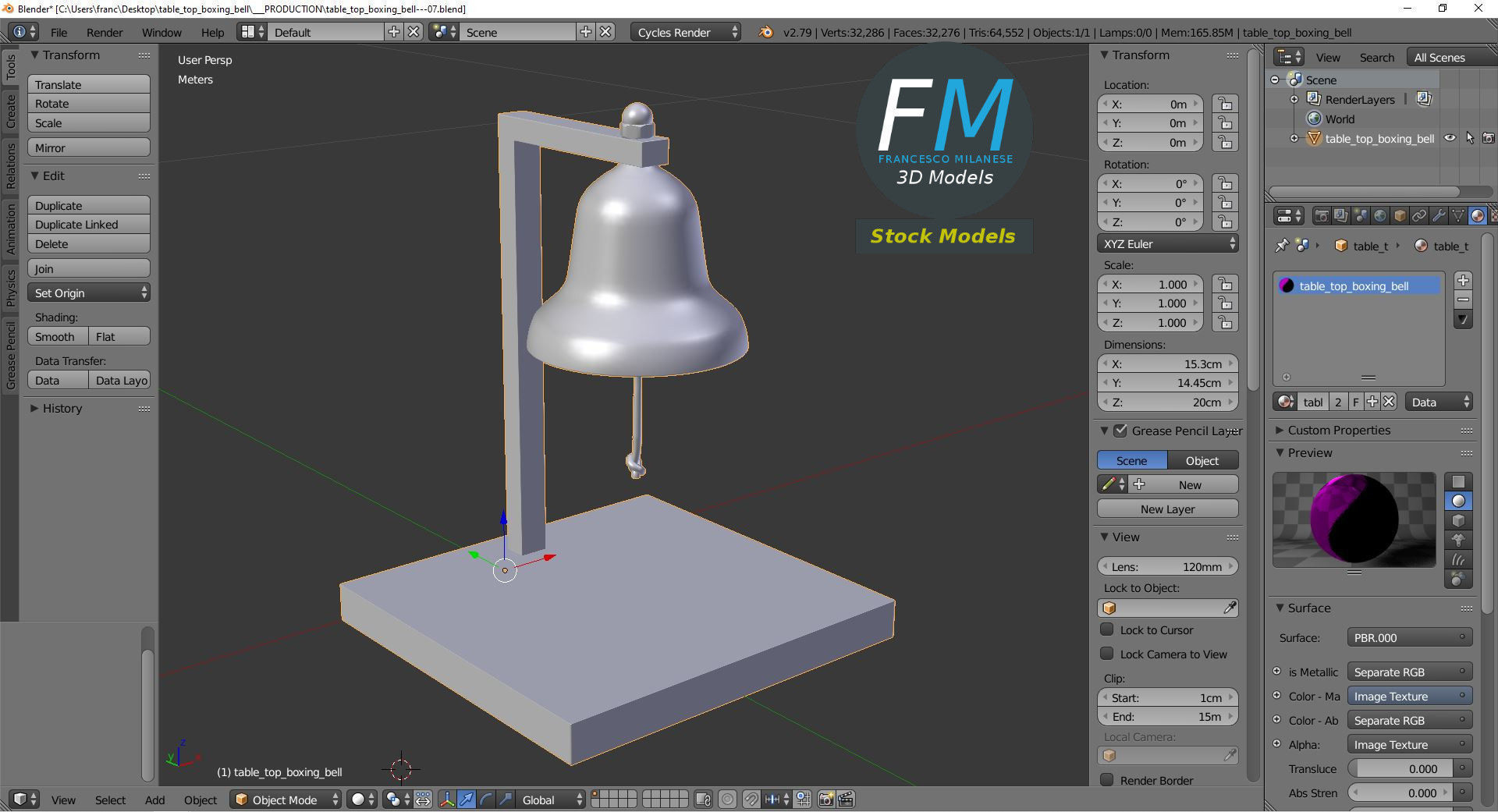 Table top boxing bell 3D model_9
