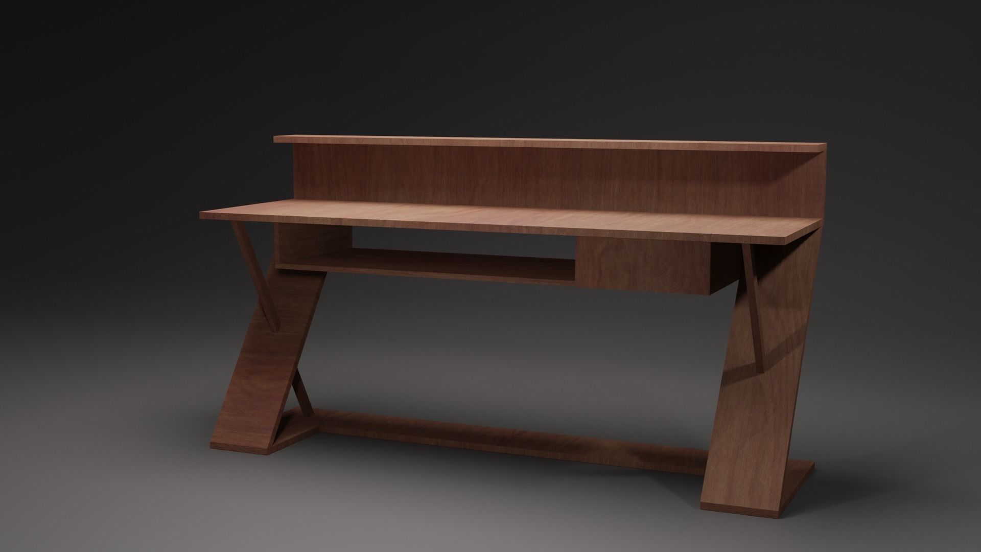 Table desk for living room Free low-poly 3D model_2