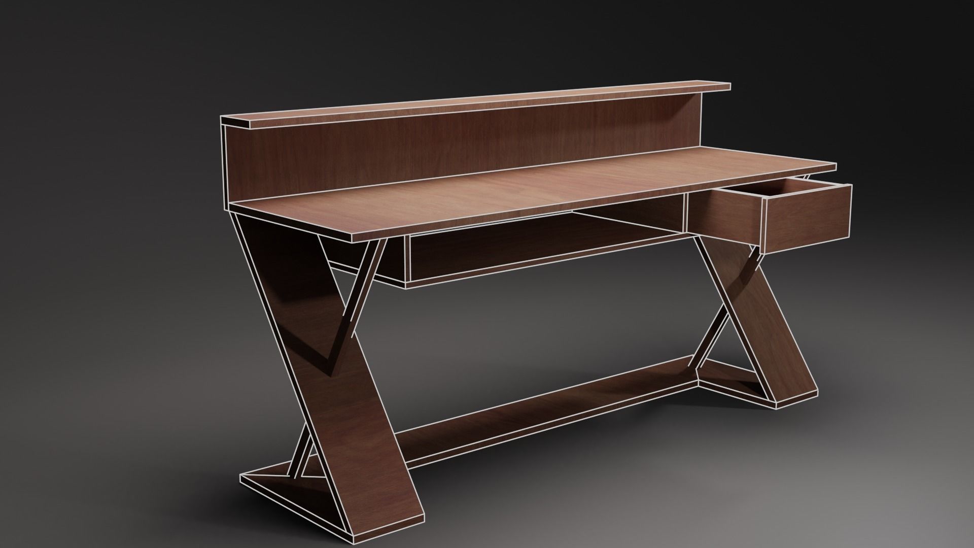 Table desk for living room Free low-poly 3D model_6