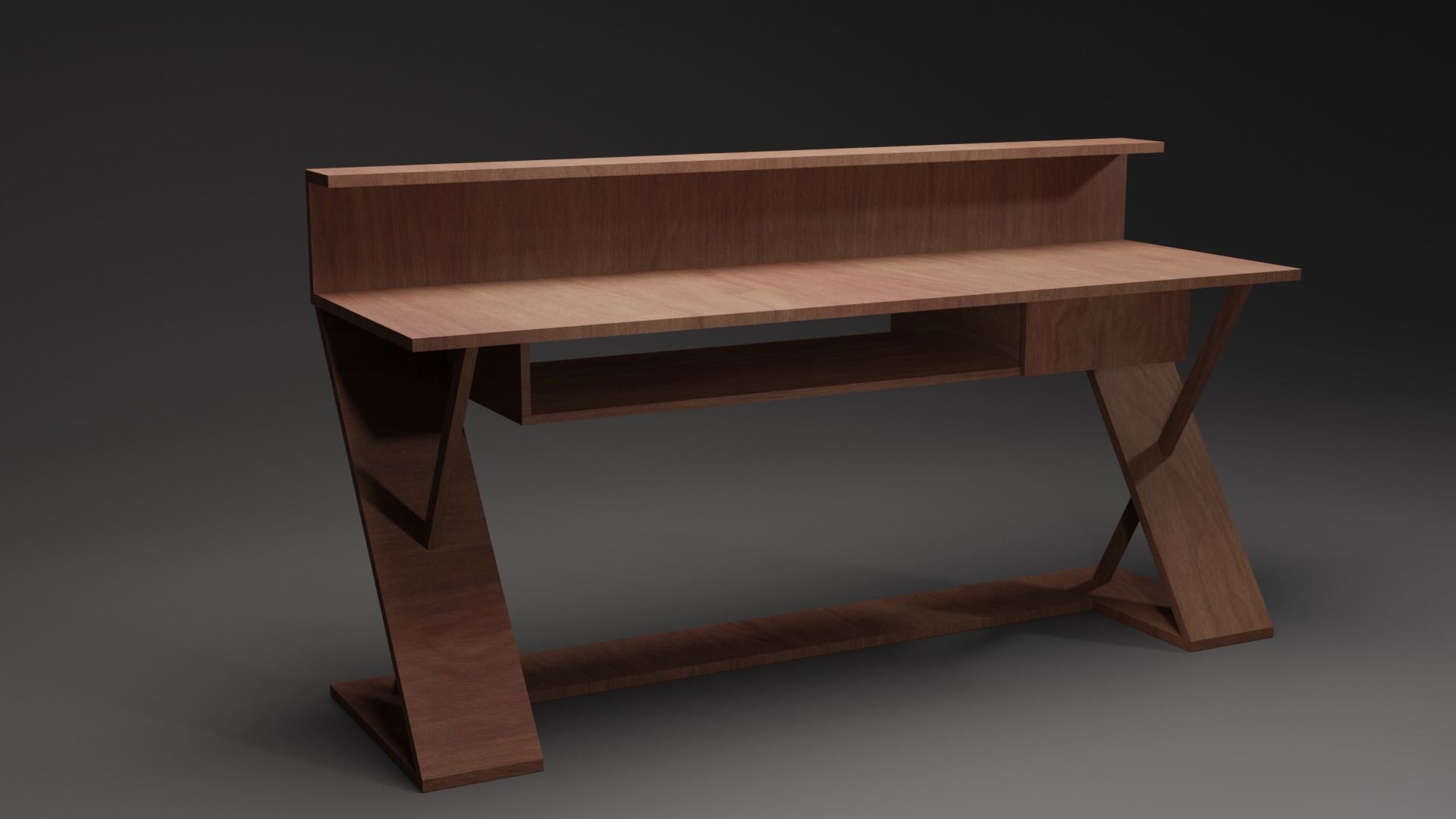 Table desk for living room Free low-poly 3D model_1