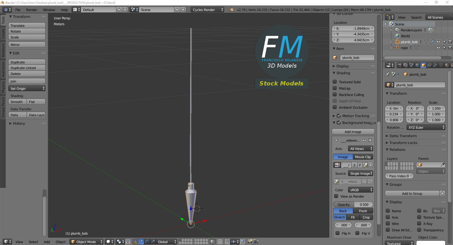 Plumb bob 3D model_7