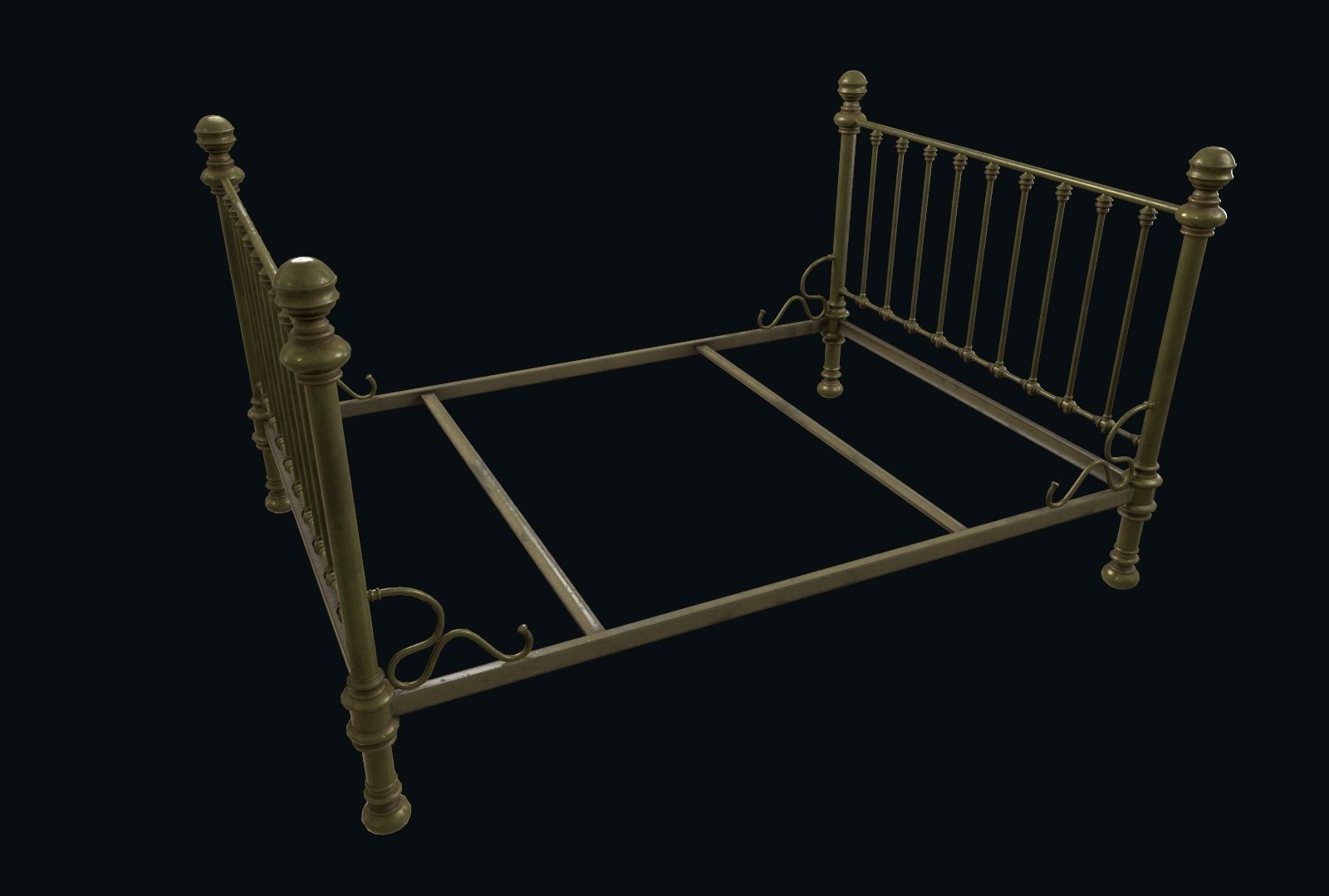 Old bed 3D model_2
