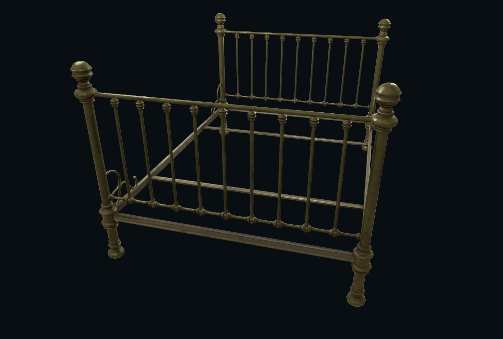 Old bed 3D model_3