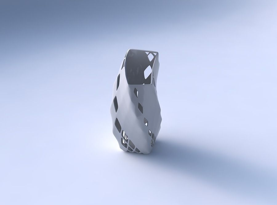 Vase twisted bent quadratic with diagonal grid lattice 2 3D print model_3