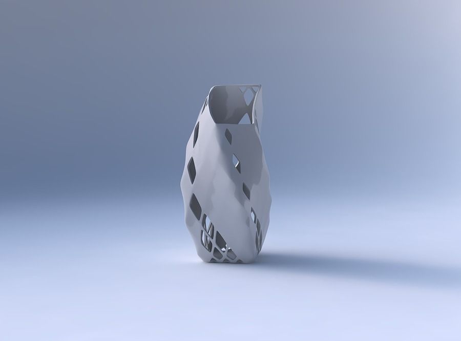 Vase twisted bent quadratic with diagonal grid lattice 2 3D print model_4