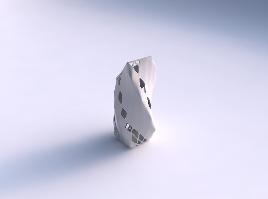 Vase twisted bent quadratic with diagonal grid lattice 2 3D print model_0