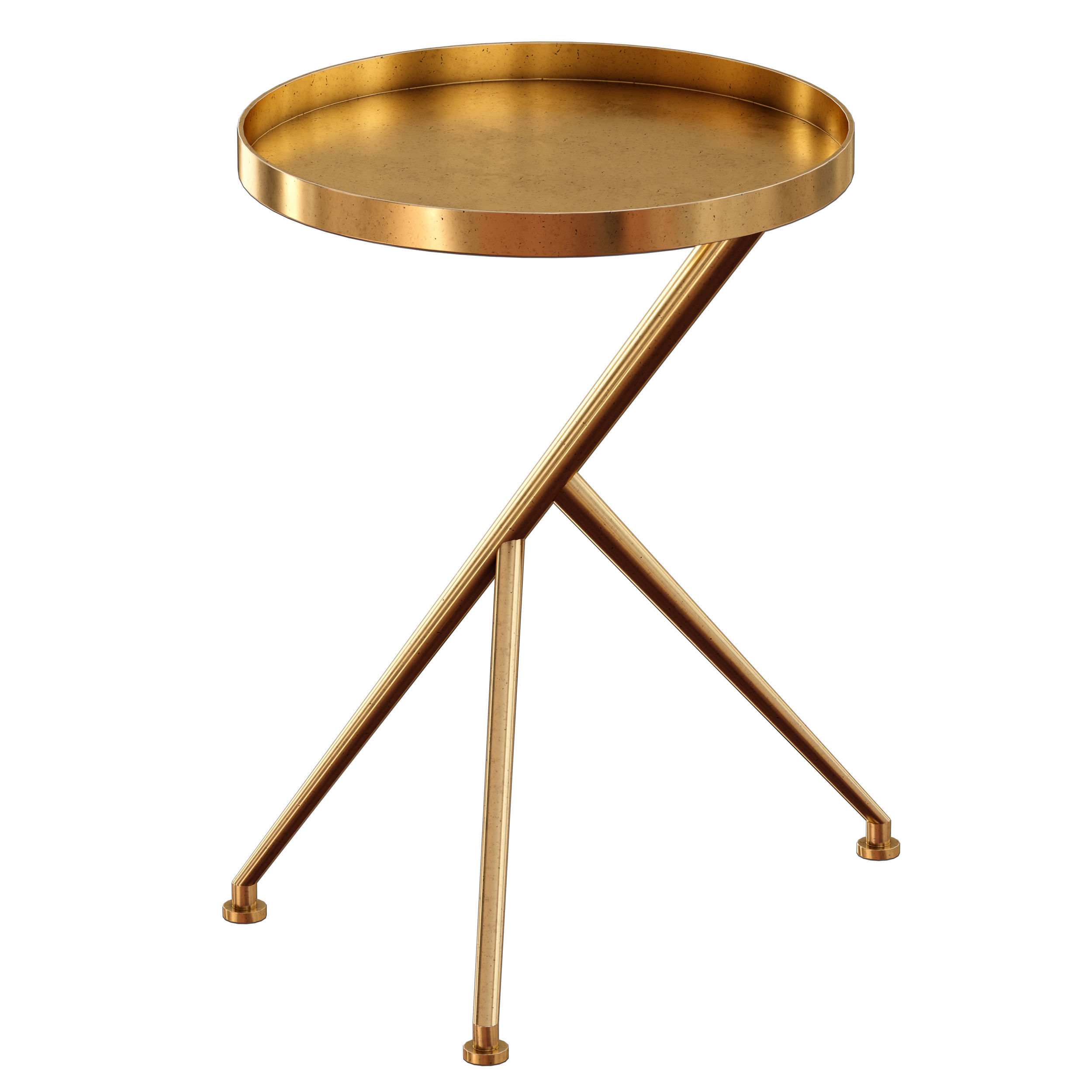 Cecilia Raw Brass Metal Accent Table Crate and Barrel 3D model_5