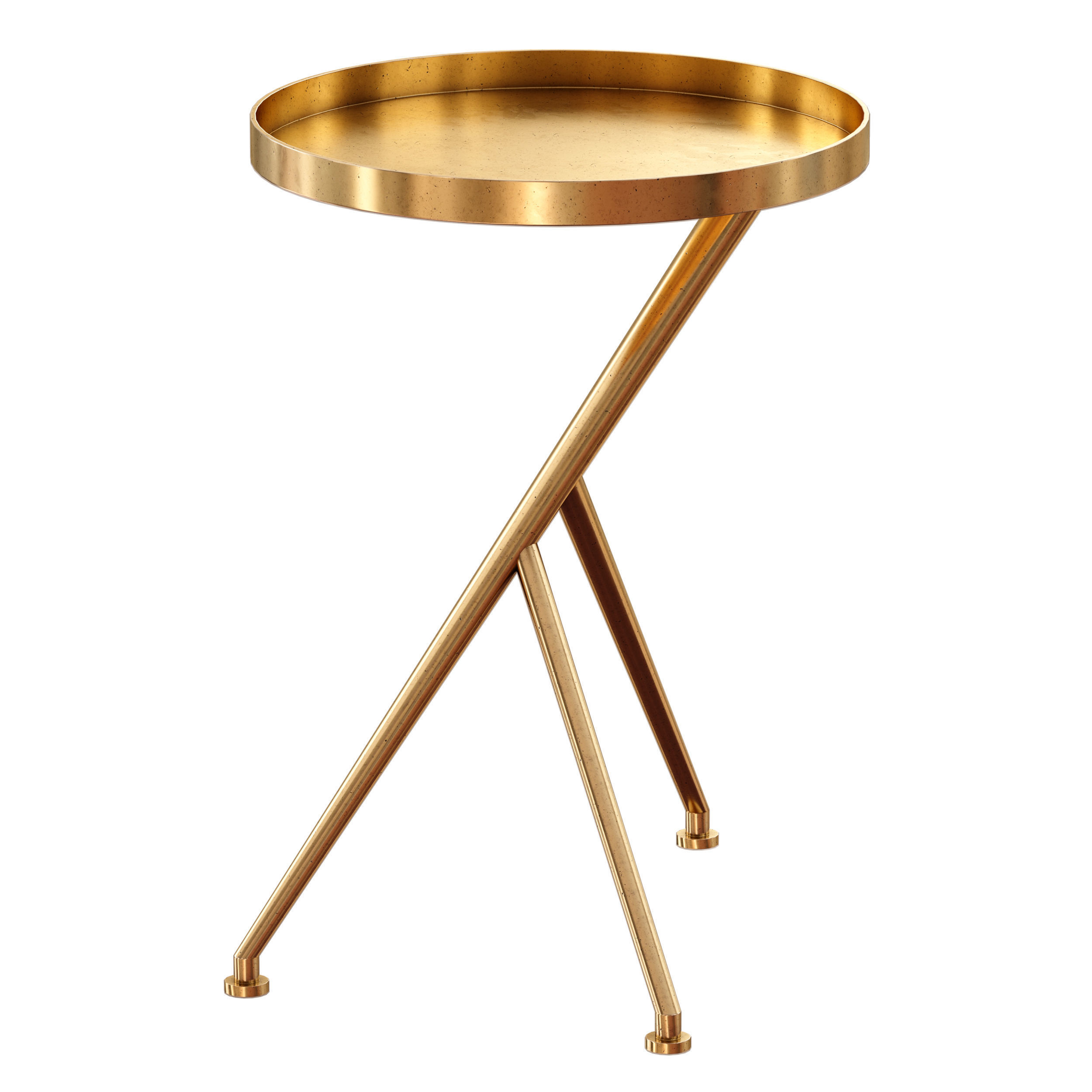 Cecilia Raw Brass Metal Accent Table Crate and Barrel 3D model_4