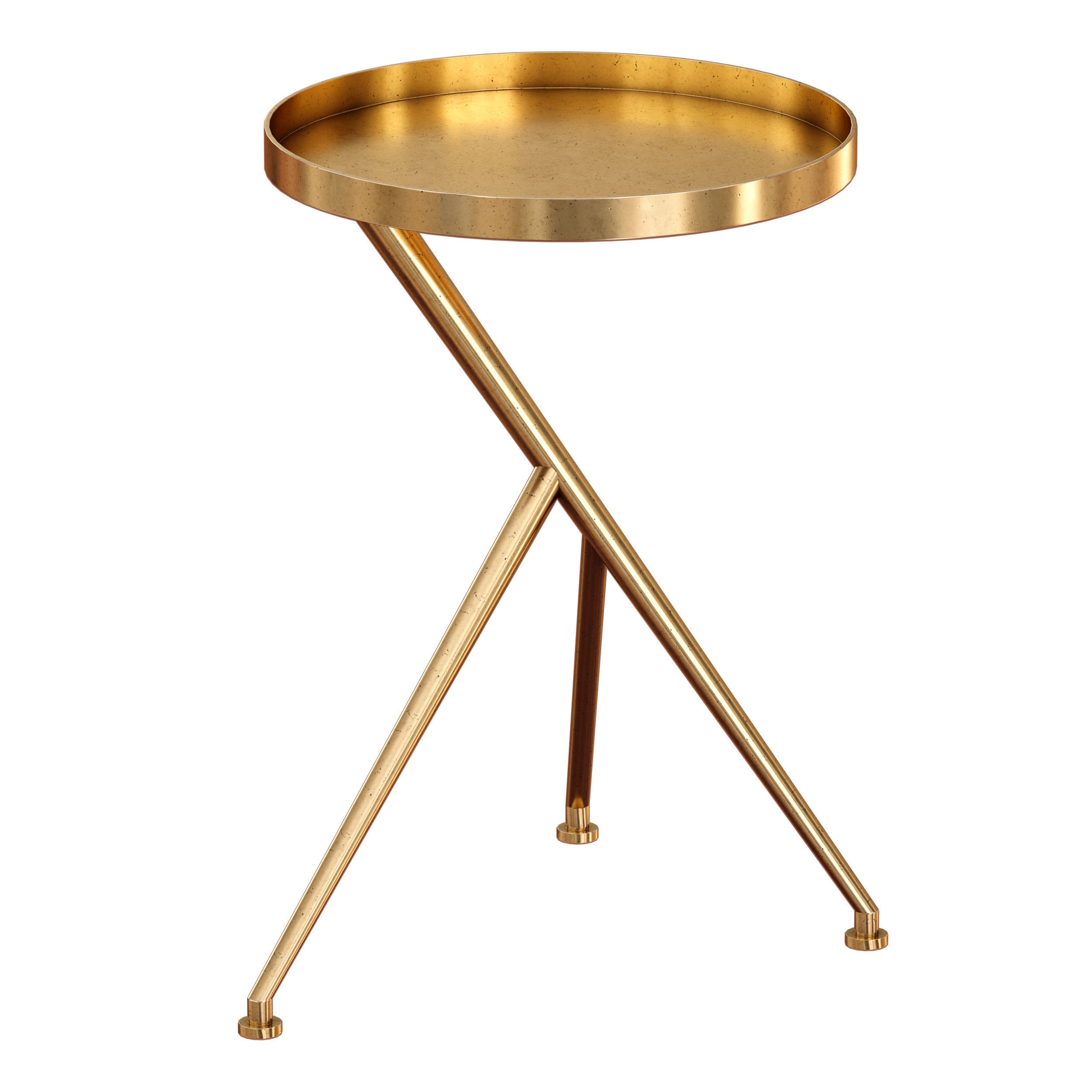 Cecilia Raw Brass Metal Accent Table Crate and Barrel 3D model_1