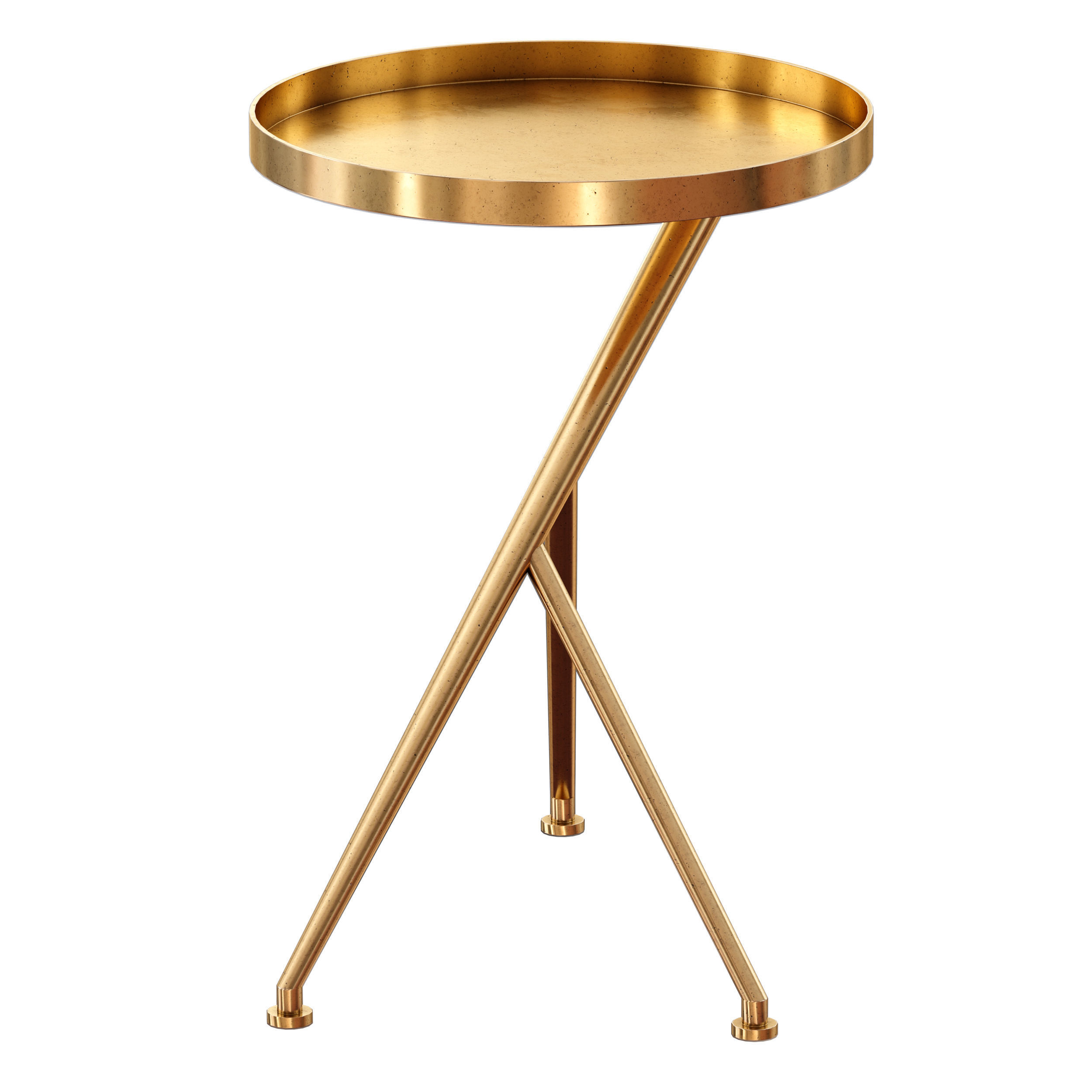 Cecilia Raw Brass Metal Accent Table Crate and Barrel 3D model_3
