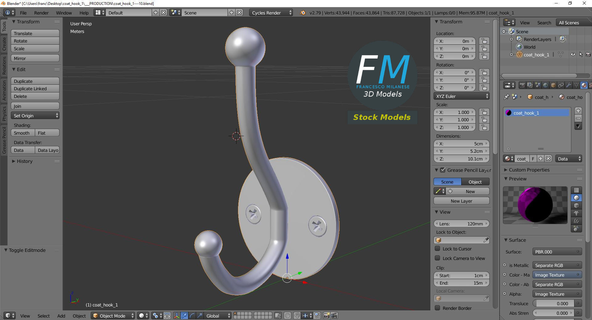 Coat hook 1 3D model_9