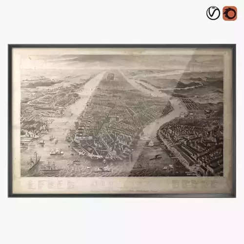 Restoration Hardware 1867 New York Aerial Engraving