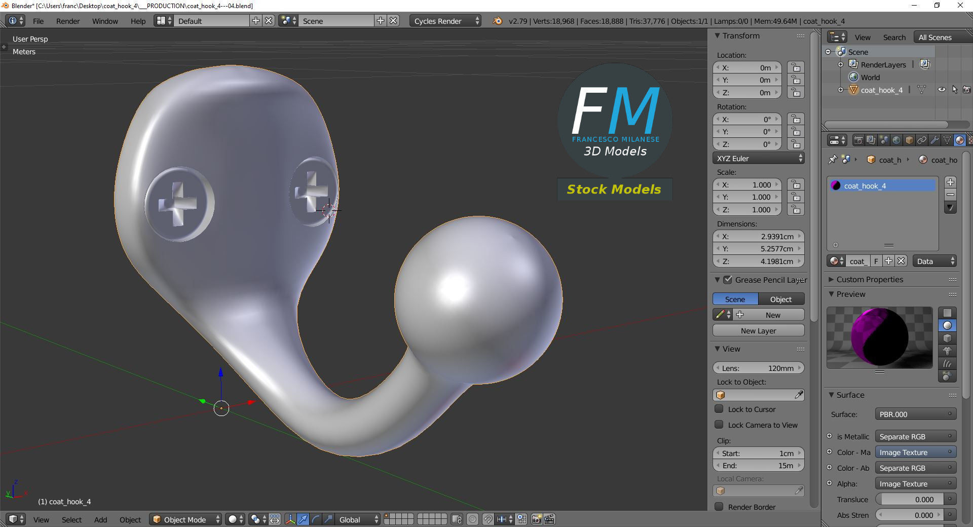 Coat hook 4 3D model_9
