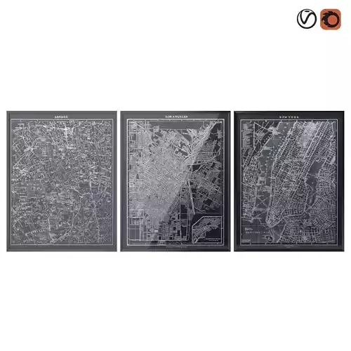 Restoration Hardware 1900s Lithograph Maps 3D model