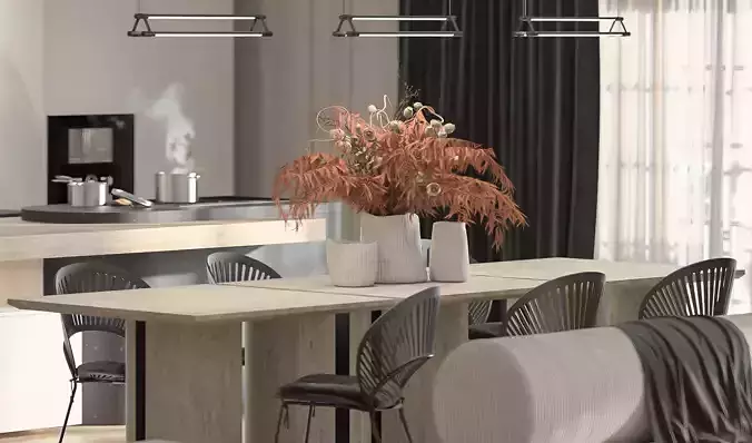 Combined kitchen and living room