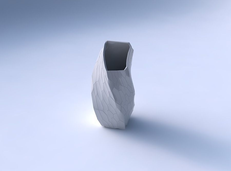 Vase twisted bent quadratic with fine organic cells 3D print model_3