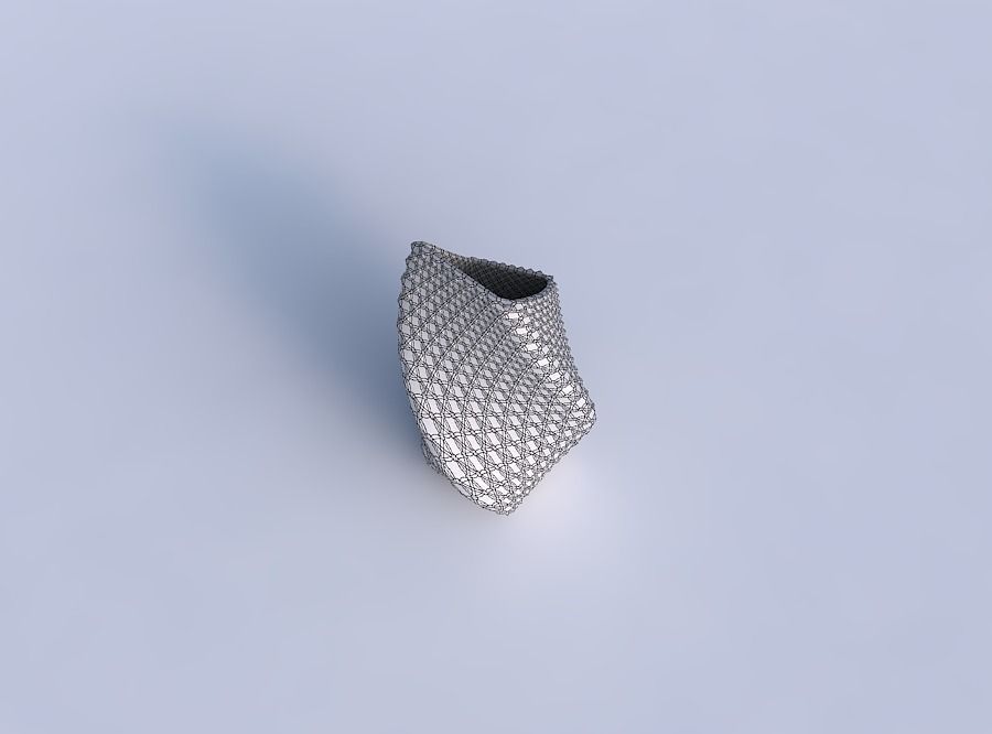 Vase twisted bent quadratic with grid piramides 3D print model_6