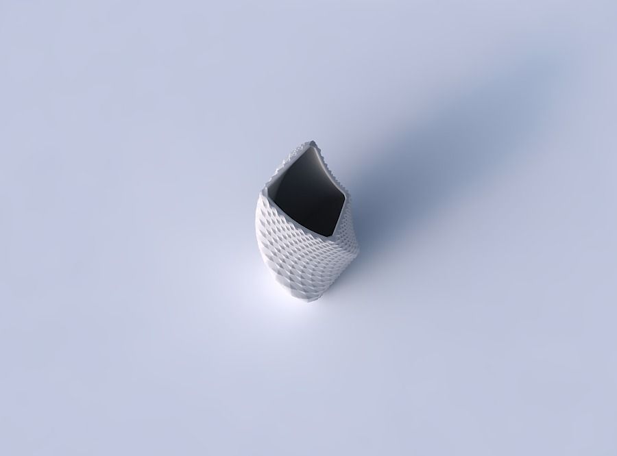 Vase twisted bent quadratic with grid piramides 3D print model_2