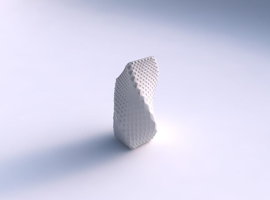 Vase twisted bent quadratic with grid piramides 3D print model_0