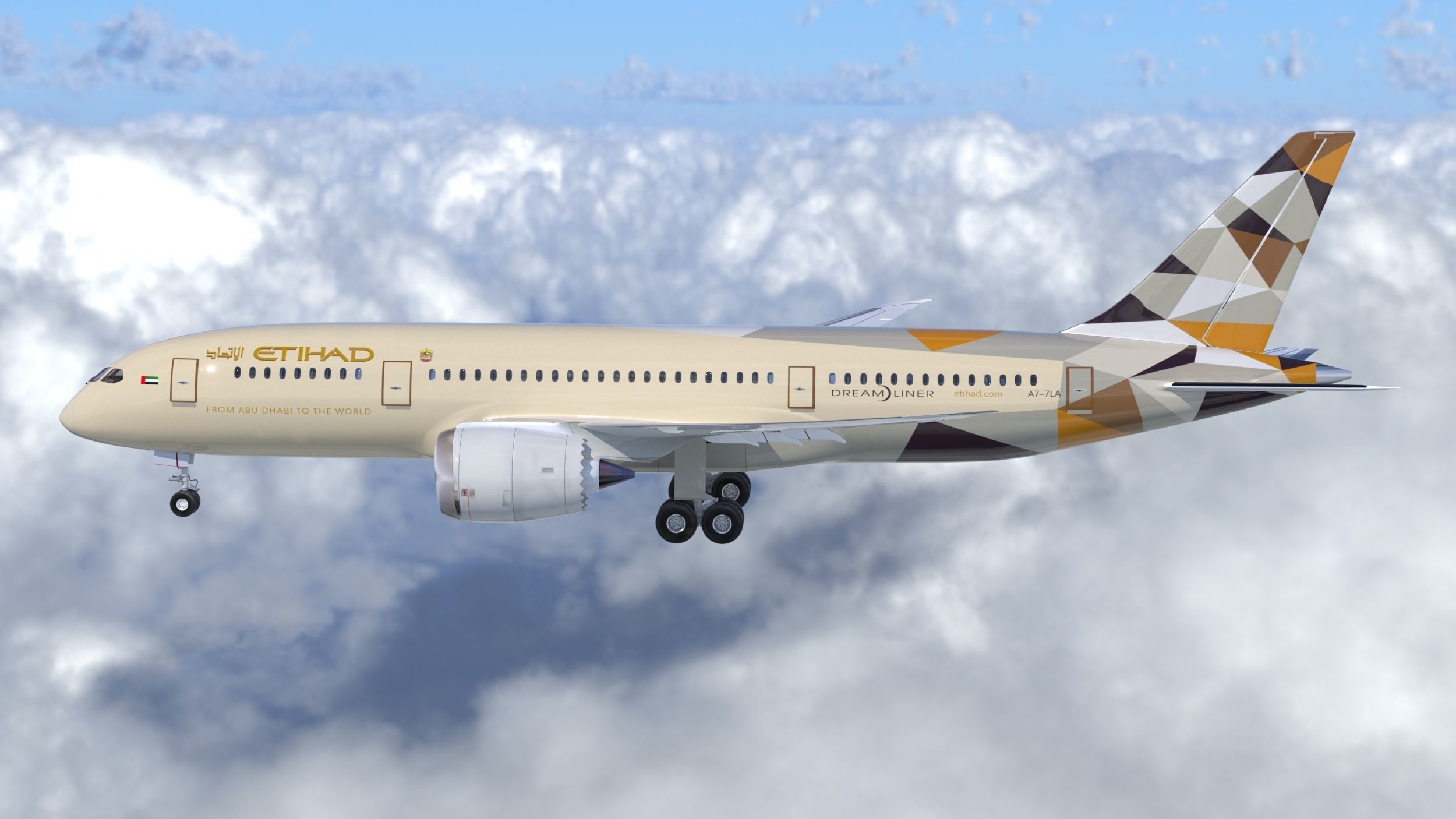 Boeing B- 787 Dreamliner Etihad Airlines High detailed model 3D model_3