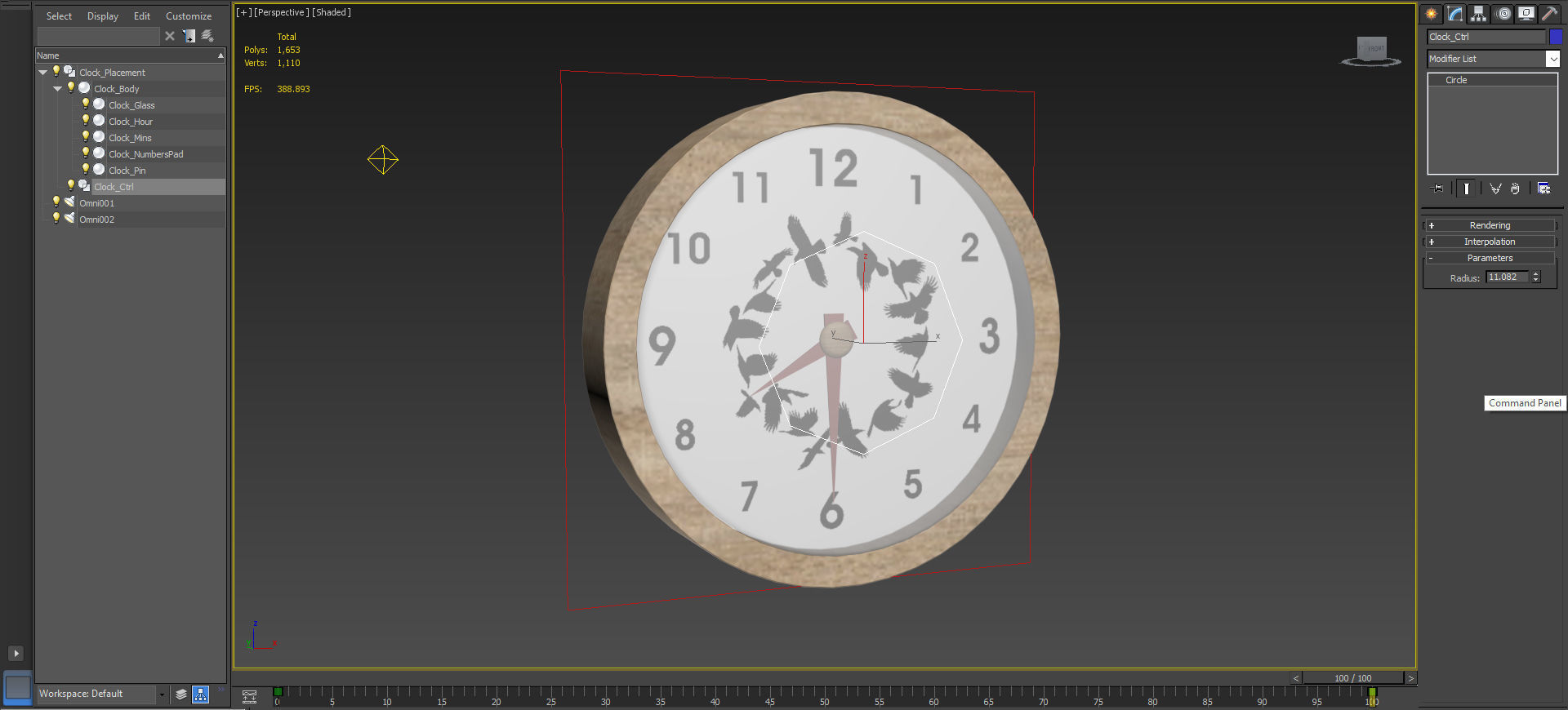 Wall Clock - Printable Low-poly 3D model_5