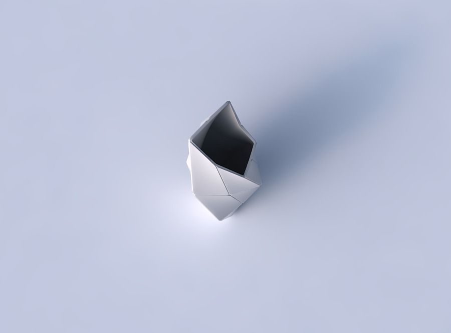 Vase twisted bent quadratic with huge plates 3D print model_2