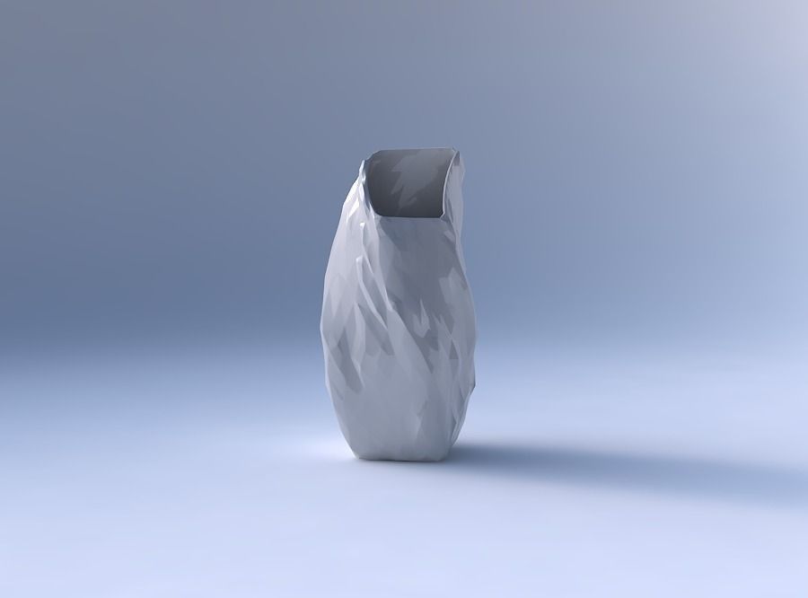 Vase twisted bent quadratic with low-polygon bulges 3D print model_4
