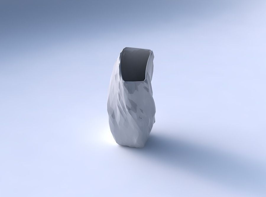 Vase twisted bent quadratic with low-polygon bulges 3D print model_3