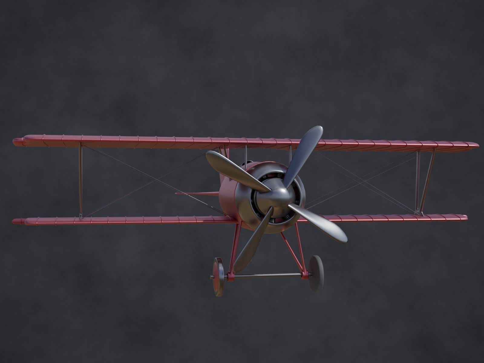 ww biplane  Low-poly 3D model_9