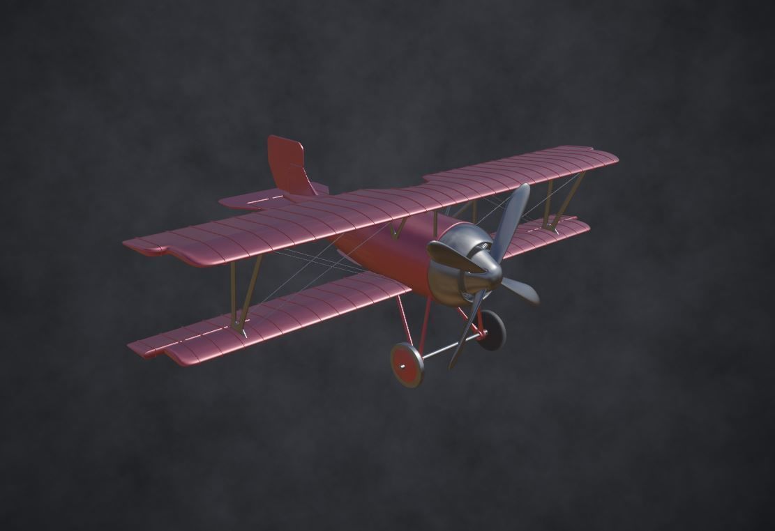 ww biplane  Low-poly 3D model_12